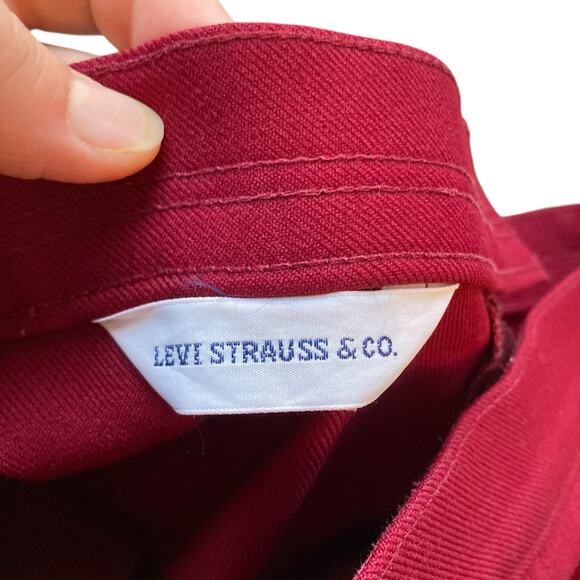 Vintage 80s Levis Maroon Red Dacron Polyester Office Straight Skirt Size XS - Picture 8 of 15
